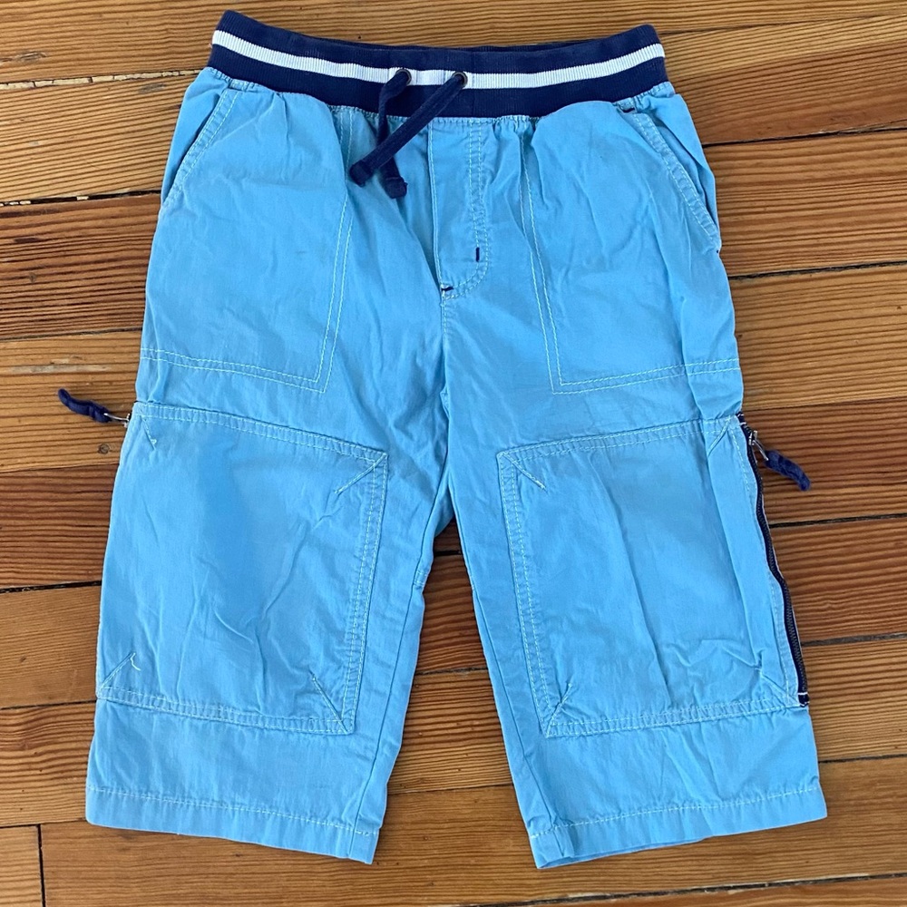 Mini Boden Shorts boy 10Y Blue pull on elastic waist Summer Cotton Zipper Pocket